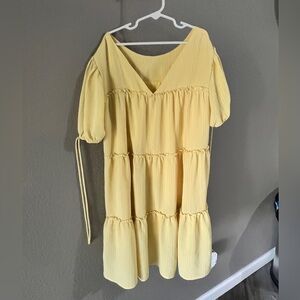 Peach Love Boutique Yellow Tiered Dress Size Medium